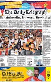 The Daily Telegraph (UK) Newspaper Front Page for 28 June 2018