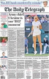 The Daily Telegraph front page for 28 June 2022