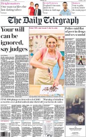 The Daily Telegraph Newspaper Front Page (UK) for 28 July 2015