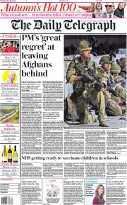 The Daily Telegraph (UK) Newspaper Front Page for 28 August 2021