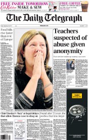 The Daily Telegraph (UK) Newspaper Front Page for 28 September 2012