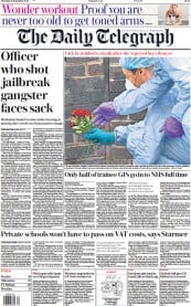 The Daily Telegraph front page for 28 September 2023