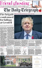 The Daily Telegraph (UK) Newspaper Front Page for 29 October 2019