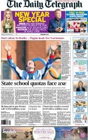 The Daily Telegraph (UK) Newspaper Front Page for 29 December 2012