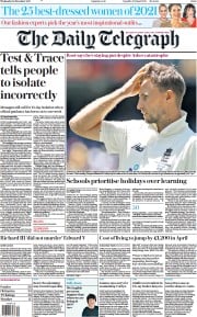 The Daily Telegraph (UK) Newspaper Front Page for 29 December 2021