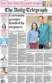 The Daily Telegraph (UK) Newspaper Front Page for 29 December 2022