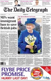 The Daily Telegraph (UK) Newspaper Front Page for 29 March 2013