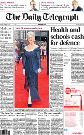 The Daily Telegraph (UK) Newspaper Front Page for 29 April 2013