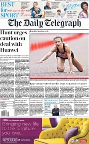 The Daily Telegraph (UK) Newspaper Front Page for 29 April 2019