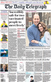 The Daily Telegraph (UK) Newspaper Front Page for 29 April 2021