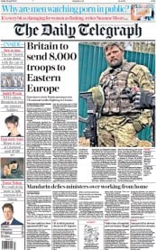 The Daily Telegraph (UK) Newspaper Front Page for 29 April 2022