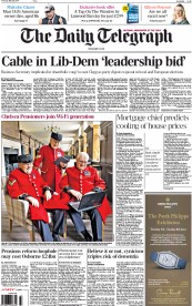 The Daily Telegraph Newspaper Front Page (UK) for 29 May 2014