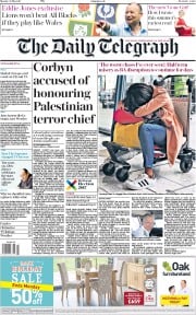 The Daily Telegraph (UK) Newspaper Front Page for 29 May 2017