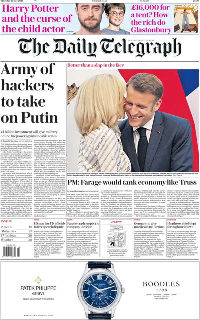 The Daily Telegraph Newspaper Front Page (UK) for 29 May 2025