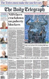 The Daily Telegraph front page for 29 July 2022