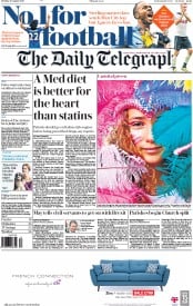 The Daily Telegraph (UK) Newspaper Front Page for 29 August 2016