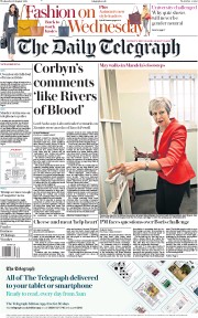 The Daily Telegraph (UK) Newspaper Front Page for 29 August 2018