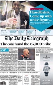 The Daily Telegraph (UK) Newspaper Front Page for 29 September 2016