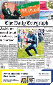 The Daily Telegraph (UK) Newspaper Front Page for 29 September 2018