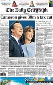 The Daily Telegraph Newspaper Front Page (UK) for 2 October 2014