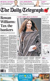 The Daily Telegraph (UK) Newspaper Front Page for 2 November 2011