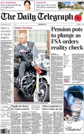 The Daily Telegraph (UK) Newspaper Front Page for 2 November 2012