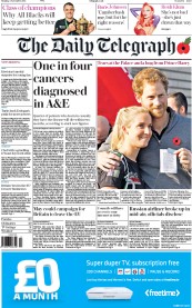 The Daily Telegraph (UK) Newspaper Front Page for 2 November 2015
