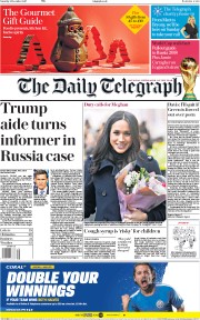 The Daily Telegraph (UK) Newspaper Front Page for 2 December 2017