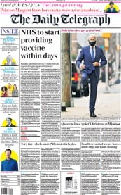 The Daily Telegraph (UK) Newspaper Front Page for 2 December 2020