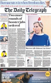 The Daily Telegraph (UK) Newspaper Front Page for 2 December 2021