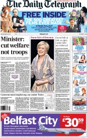 The Daily Telegraph Newspaper Front Page (UK) for 2 March 2013