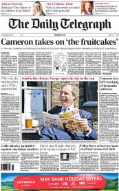 The Daily Telegraph (UK) Newspaper Front Page for 2 May 2013