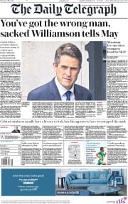 The Daily Telegraph (UK) Newspaper Front Page for 2 May 2019