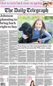 The Daily Telegraph front page for 2 May 2022