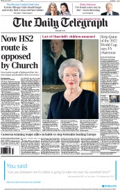 The Daily Telegraph (UK) Newspaper Front Page for 2 June 2014
