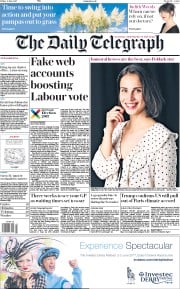 The Daily Telegraph (UK) Newspaper Front Page for 2 June 2017
