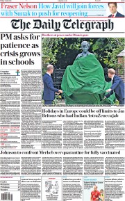 The Daily Telegraph (UK) Newspaper Front Page for 2 July 2021