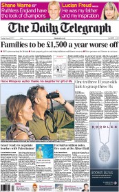 The Daily Telegraph (UK) Newspaper Front Page for 2 August 2011