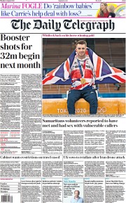 The Daily Telegraph (UK) Newspaper Front Page for 2 August 2021