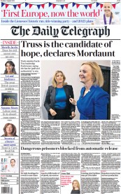 The Daily Telegraph front page for 2 August 2022