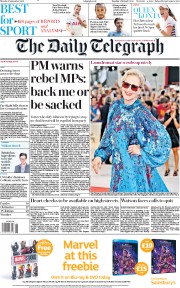 The Daily Telegraph (UK) Newspaper Front Page for 2 September 2019