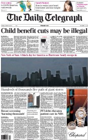 The Daily Telegraph (UK) Newspaper Front Page for 30 October 2012
