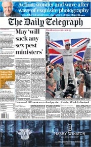 The Daily Telegraph (UK) Newspaper Front Page for 30 October 2017