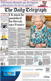 The Daily Telegraph (UK) Newspaper Front Page for 30 October 2021