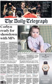 The Daily Telegraph (UK) Newspaper Front Page for 30 November 2015