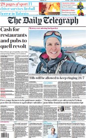 The Daily Telegraph (UK) Newspaper Front Page for 30 November 2020