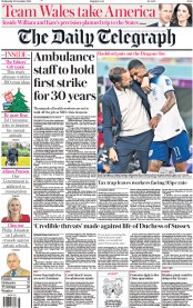 The Daily Telegraph (UK) Newspaper Front Page for 30 November 2022