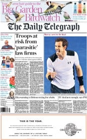 The Daily Telegraph (UK) Newspaper Front Page for 30 January 2016