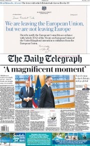 The Daily Telegraph (UK) Newspaper Front Page for 30 March 2017