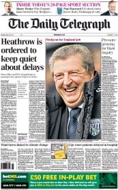 The Daily Telegraph (UK) Newspaper Front Page for 30 April 2012